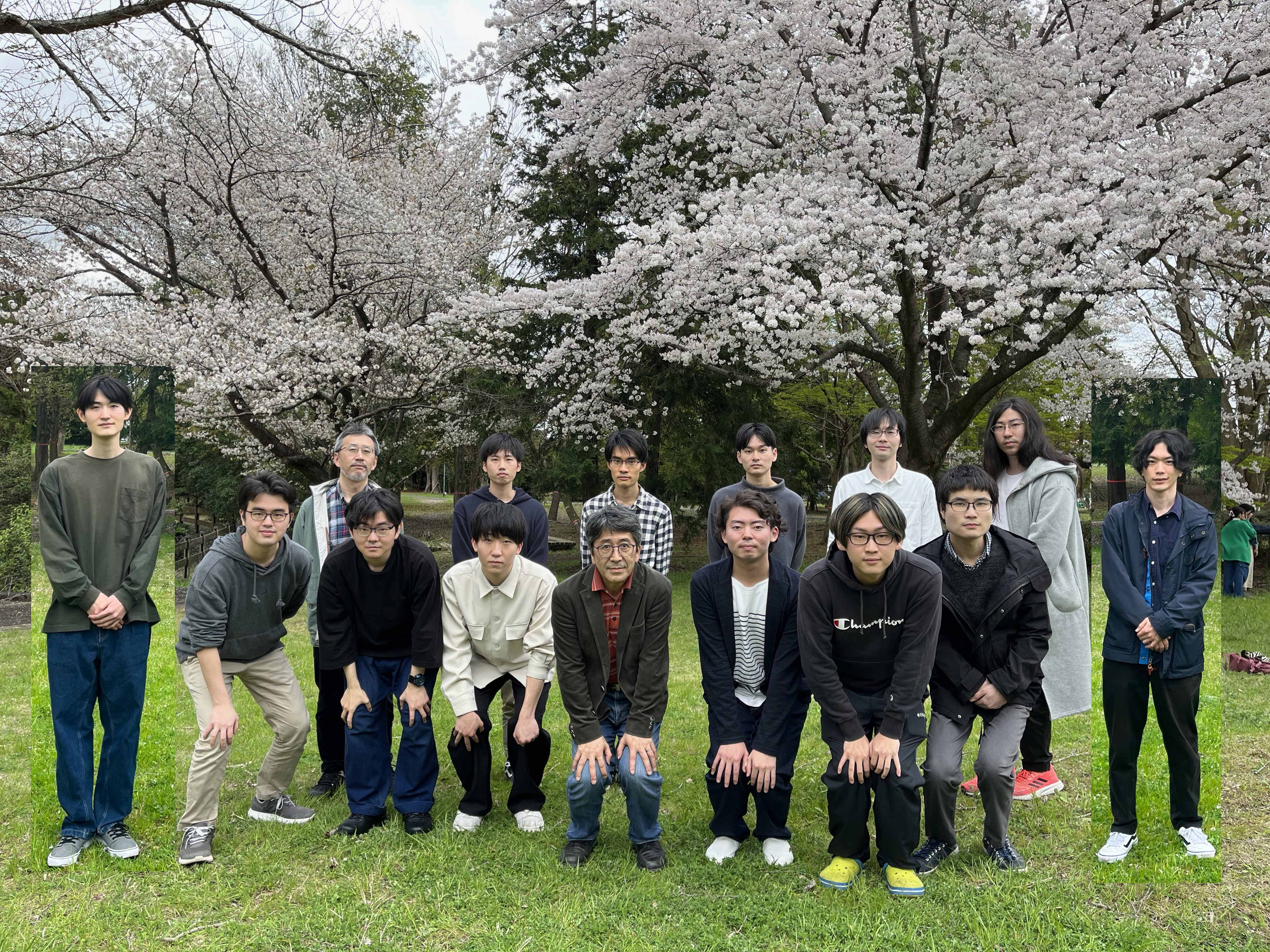 All members except for Kai-san and Ooki-san near the Matsumi pond All members except for Kai-san and Ooki-san on April 9, 2024